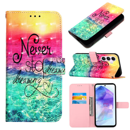 Samsung Galaxy A55 Leather Flip Phone Case with 3D Painted Design, Card Holder, Wallet & Stand Function - Durable Protection & Easy Access