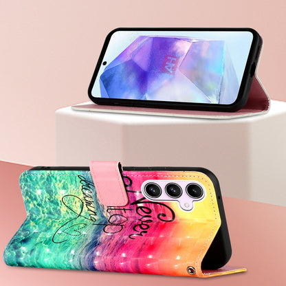 Samsung Galaxy A55 Leather Flip Phone Case with 3D Painted Design, Card Holder, Wallet & Stand Function - Durable Protection & Easy Access