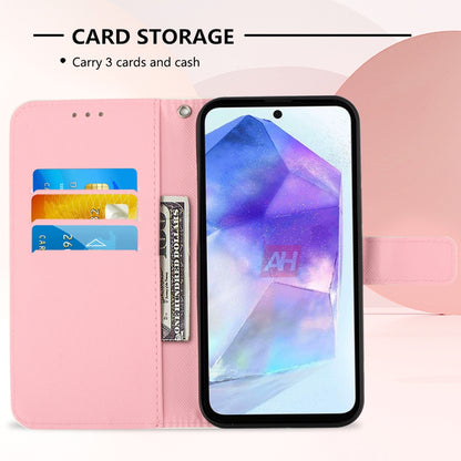 Samsung Galaxy A55 Leather Flip Phone Case with 3D Painted Design, Card Holder, Wallet & Stand Function - Durable Protection & Easy Access