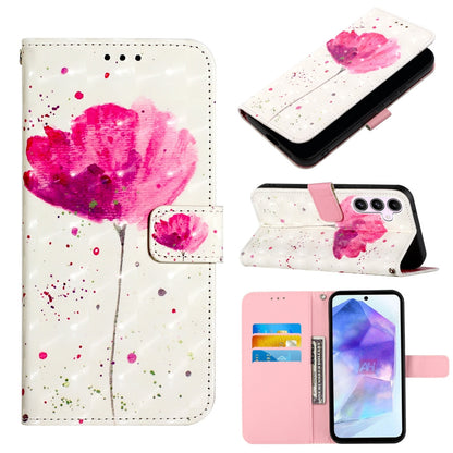 Samsung Galaxy A55 Leather Flip Phone Case with 3D Painted Design, Card Holder, Wallet & Stand Function - Durable Protection & Easy Access