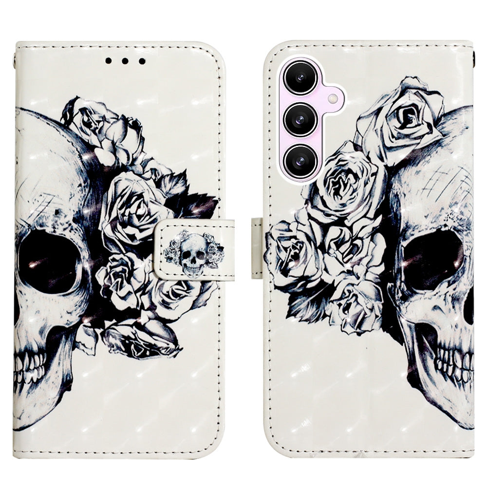 Samsung Galaxy A55 Leather Flip Phone Case with 3D Painted Design, Card Holder, Wallet & Stand Function - Durable Protection & Easy Access