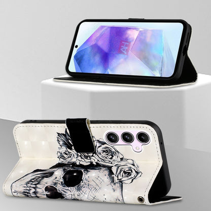 Samsung Galaxy A55 Leather Flip Phone Case with 3D Painted Design, Card Holder, Wallet & Stand Function - Durable Protection & Easy Access