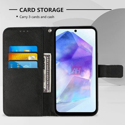 Samsung Galaxy A55 Leather Flip Phone Case with 3D Painted Design, Card Holder, Wallet & Stand Function - Durable Protection & Easy Access