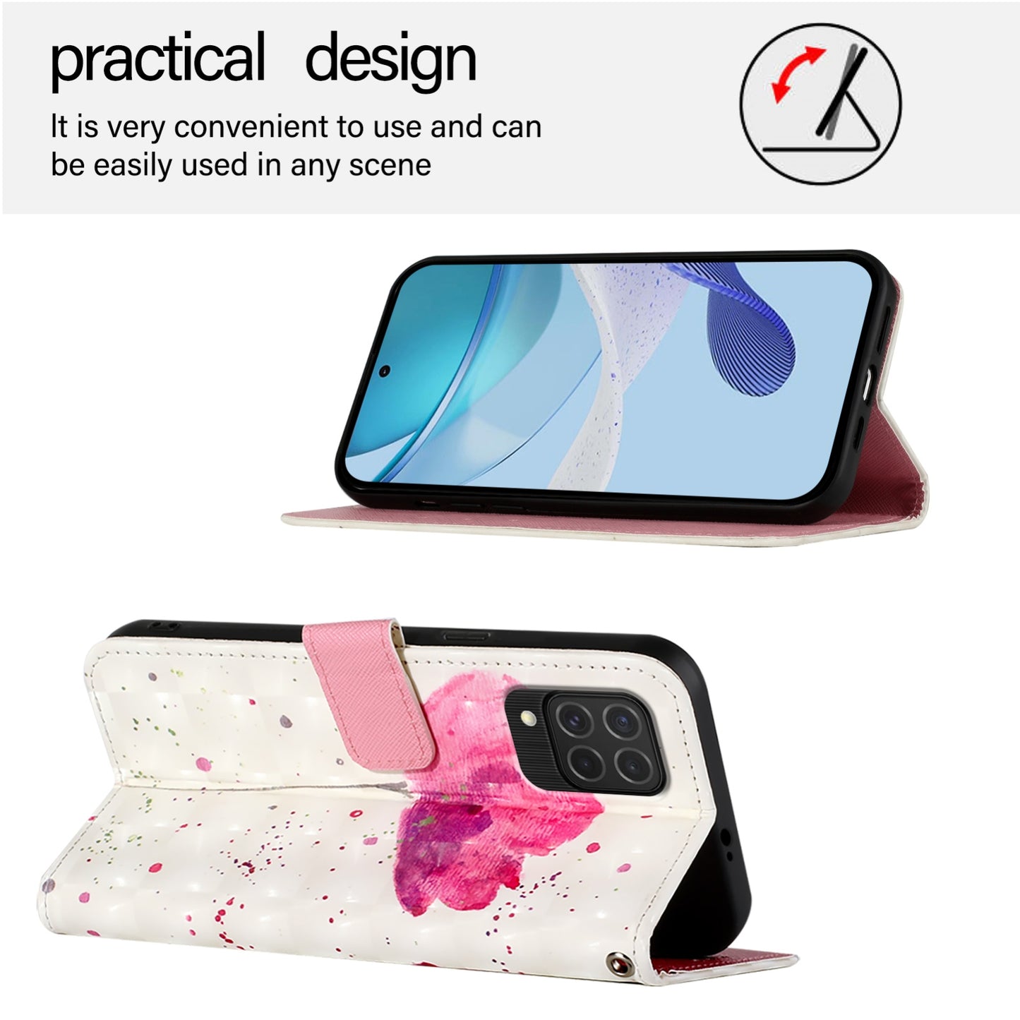 Samsung Galaxy M62 Leather Flip Phone Case with 3D Painted Design, Card Holder, Wallet & Stand Function - Durable Protection & Easy Access