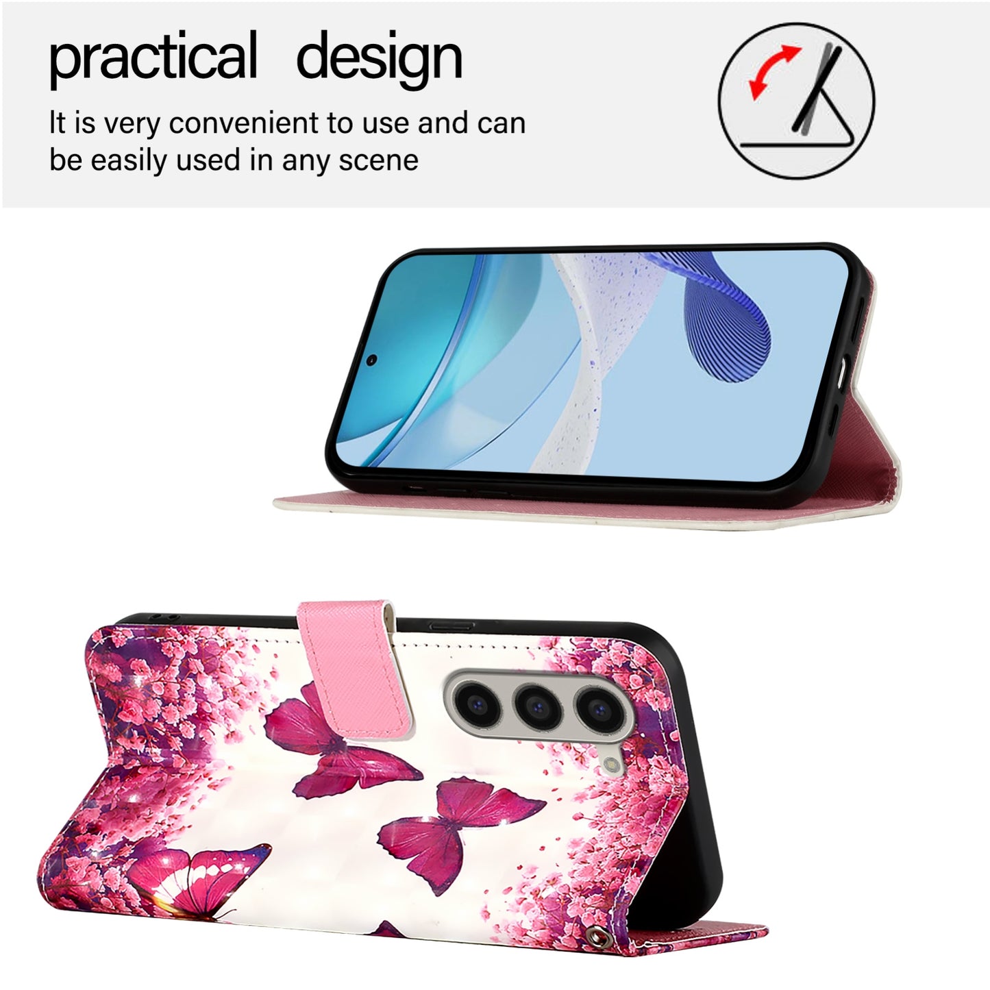 Samsung Galaxy Z Fold6 Leather Flip Phone Case with 3D Painted Design, Card Holder, Wallet & Stand Function - Durable Protection & Easy Access