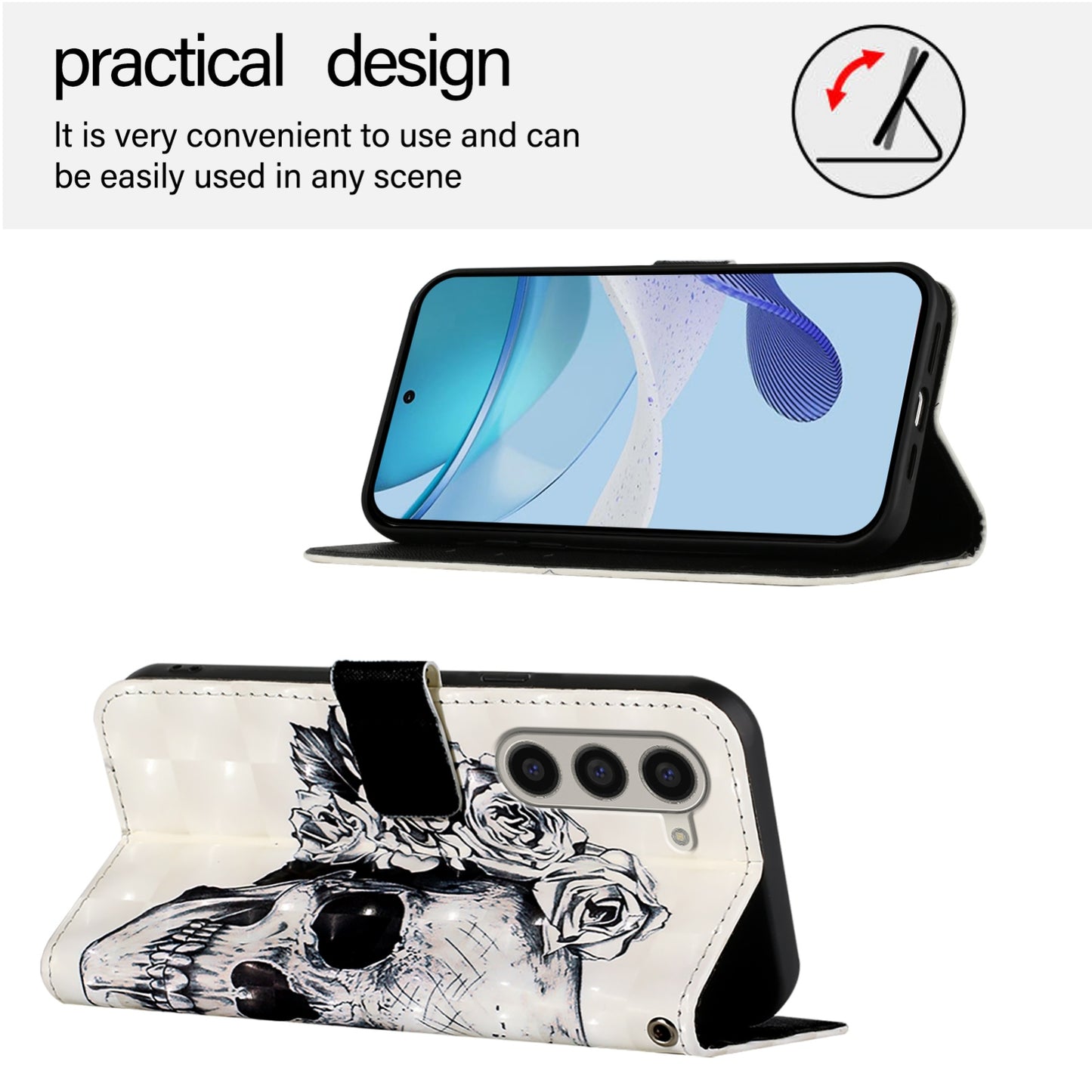 Samsung Galaxy Z Fold6 Leather Flip Phone Case with 3D Painted Design, Card Holder, Wallet & Stand Function - Durable Protection & Easy Access