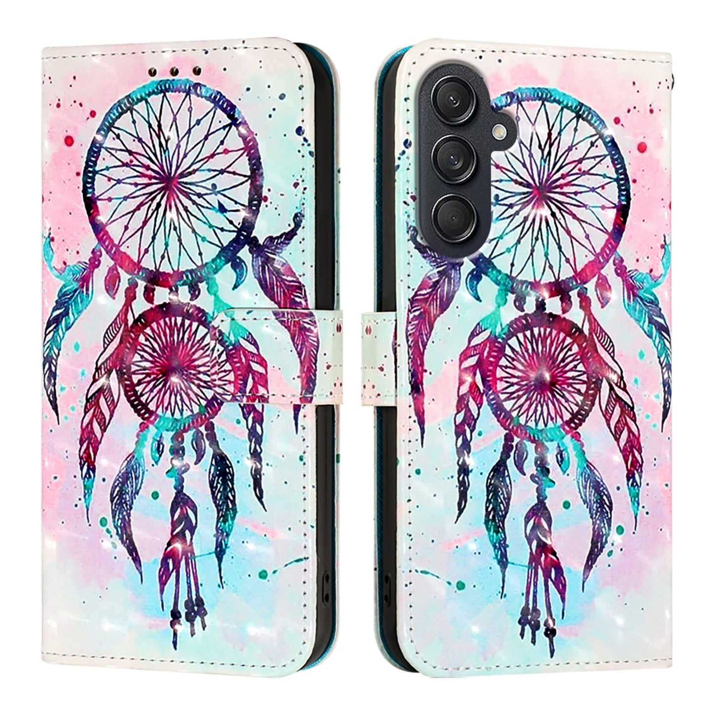 Samsung Galaxy M55 Leather Flip Phone Case with 3D Painted Design, Card Holder, Wallet & Stand Function - Durable Protection & Easy Access