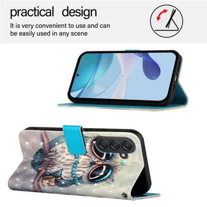 Samsung Galaxy M55 Leather Flip Phone Case with 3D Painted Design, Card Holder, Wallet & Stand Function - Durable Protection & Easy Access