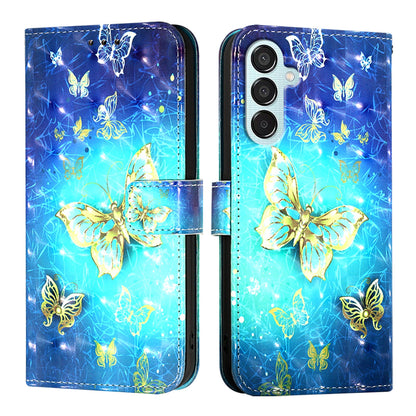 Samsung Galaxy M15 Leather Flip Phone Case with 3D Painted Design, Card Holder, Wallet & Stand Function - Durable Protection & Easy Access