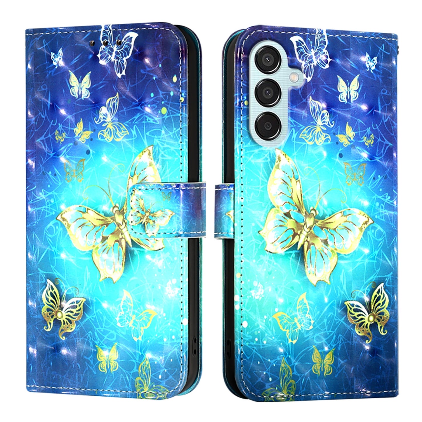 Samsung Galaxy F15 5G Global Leather Flip Phone Case with 3D Painted Design, Card Holder, Wallet & Stand Function - Durable Protection & Easy Access