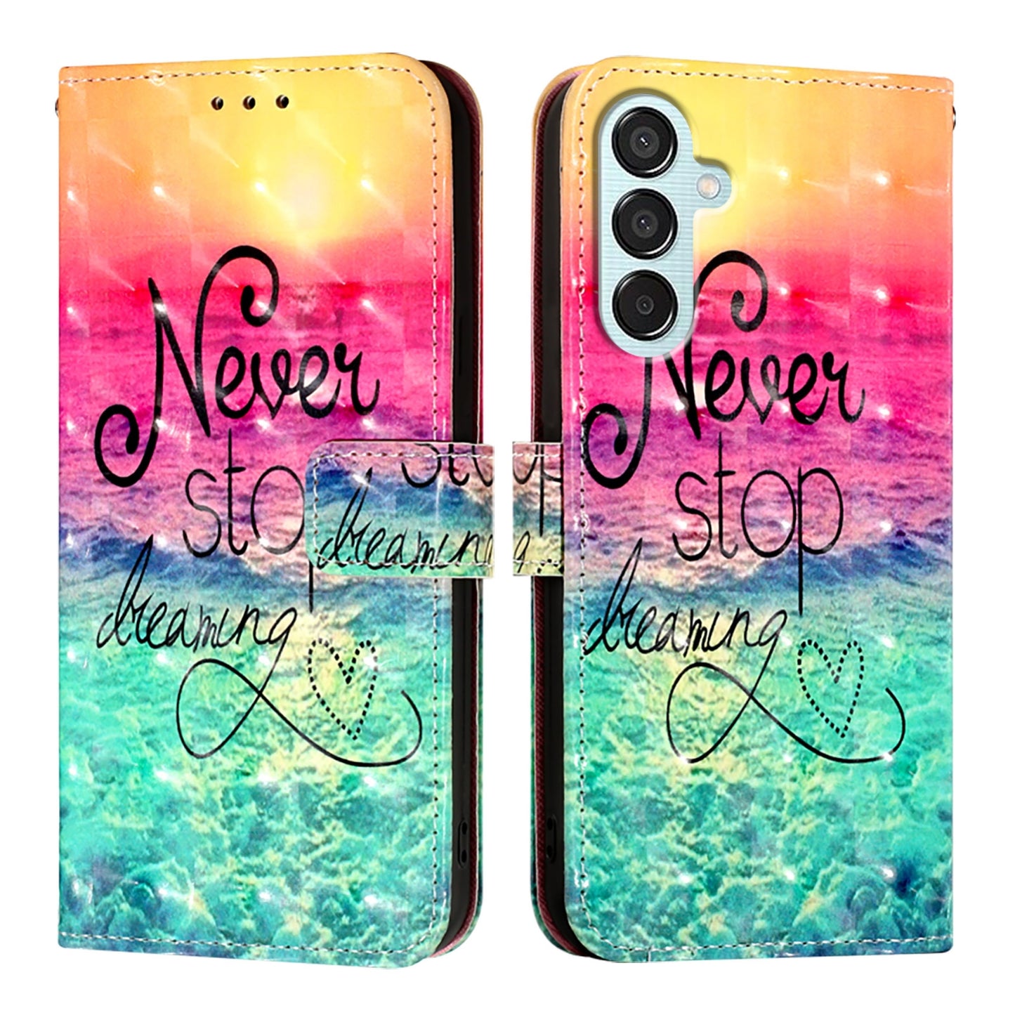 Samsung Galaxy M15 Leather Flip Phone Case with 3D Painted Design, Card Holder, Wallet & Stand Function - Durable Protection & Easy Access