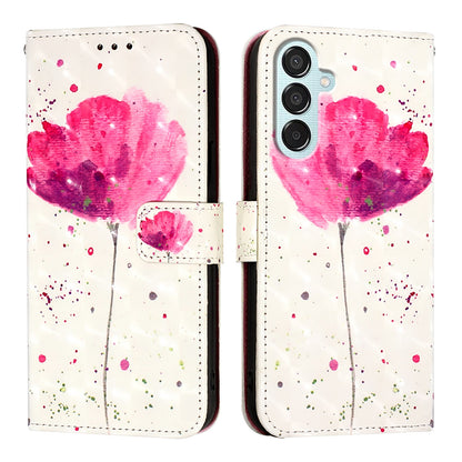 Samsung Galaxy F15 5G Global Leather Flip Phone Case with 3D Painted Design, Card Holder, Wallet & Stand Function - Durable Protection & Easy Access