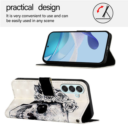 Samsung Galaxy M15 Leather Flip Phone Case with 3D Painted Design, Card Holder, Wallet & Stand Function - Durable Protection & Easy Access