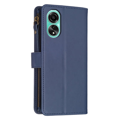OPPO A78 4G Leather Flip Phone Case with Zipper Wallet and 9 Card Slots, Durable PU + TPU Material