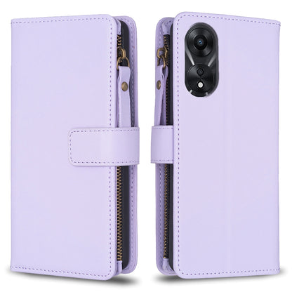 OPPO A78 5G Leather Flip Phone Case with Zipper Wallet and 9 Card Slots, Durable PU + TPU Material