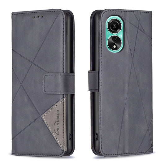 OPPO A78 4G Rhombus Texture Leather Phone Case with Magnetic Buckle and Card Holder