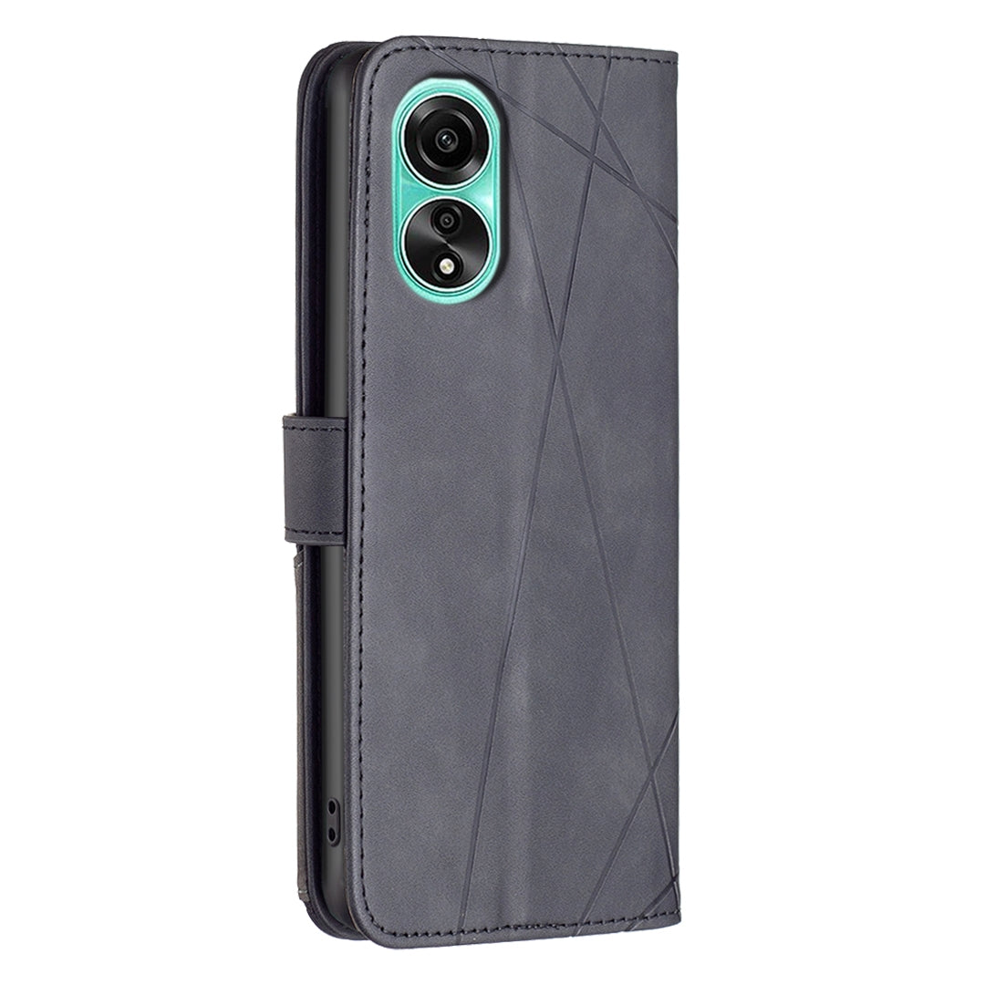 OPPO A78 4G Rhombus Texture Leather Phone Case with Magnetic Buckle and Card Holder