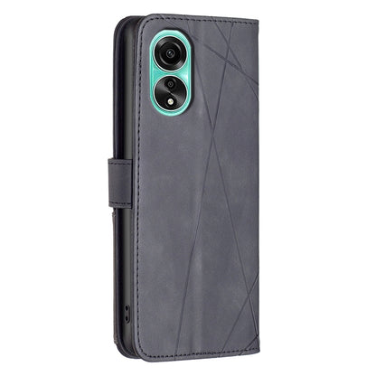 OPPO A78 4G Rhombus Texture Leather Phone Case with Magnetic Buckle and Card Holder