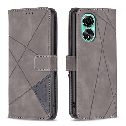 OPPO A78 4G Rhombus Texture Leather Phone Case with Magnetic Buckle and Card Holder
