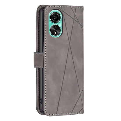 OPPO A78 4G Rhombus Texture Leather Phone Case with Magnetic Buckle and Card Holder