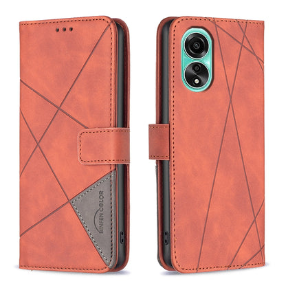 OPPO A78 4G Rhombus Texture Leather Phone Case with Magnetic Buckle and Card Holder