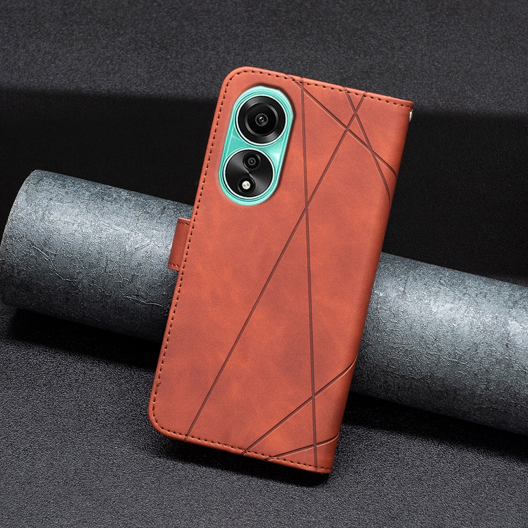 OPPO A78 4G Rhombus Texture Leather Phone Case with Magnetic Buckle and Card Holder