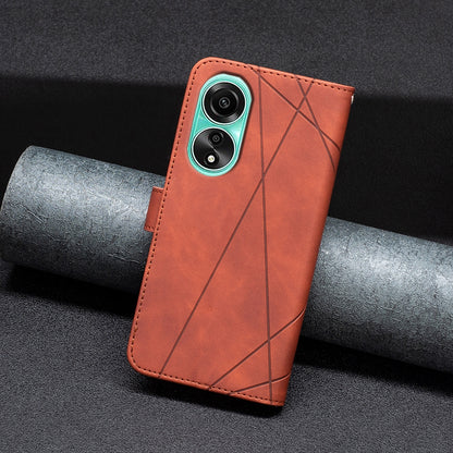 OPPO A78 4G Rhombus Texture Leather Phone Case with Magnetic Buckle and Card Holder