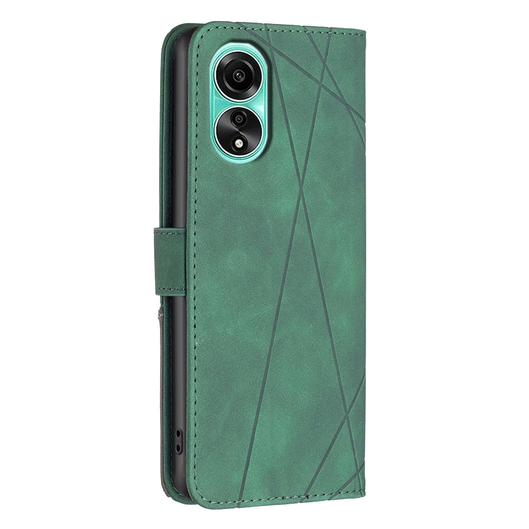 OPPO A78 4G Rhombus Texture Leather Phone Case with Magnetic Buckle and Card Holder