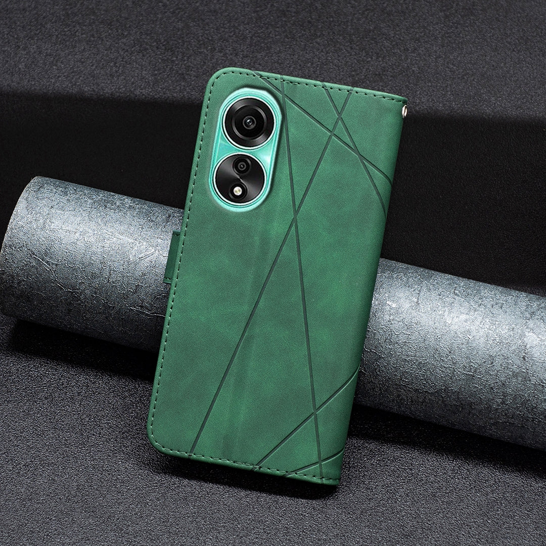 OPPO A78 4G Rhombus Texture Leather Phone Case with Magnetic Buckle and Card Holder