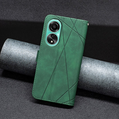 OPPO A78 4G Rhombus Texture Leather Phone Case with Magnetic Buckle and Card Holder