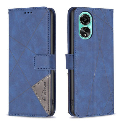 OPPO A78 4G Rhombus Texture Leather Phone Case with Magnetic Buckle and Card Holder