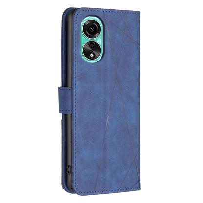 OPPO A78 4G Rhombus Texture Leather Phone Case with Magnetic Buckle and Card Holder