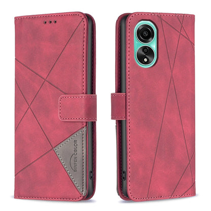 OPPO A78 4G Rhombus Texture Leather Phone Case with Magnetic Buckle and Card Holder