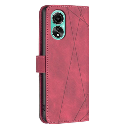 OPPO A78 4G Rhombus Texture Leather Phone Case with Magnetic Buckle and Card Holder
