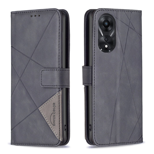 OPPO A78 5G Rhombus Texture Leather Phone Case with Magnetic Buckle and Card Holder