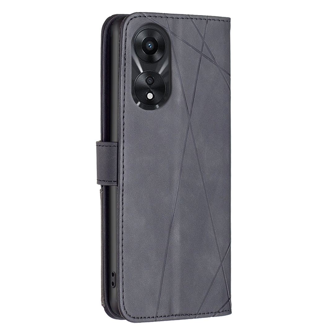 OPPO A78 5G Rhombus Texture Leather Phone Case with Magnetic Buckle and Card Holder