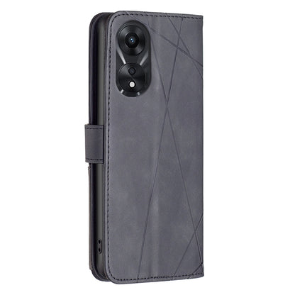 OPPO A78 5G Rhombus Texture Leather Phone Case with Magnetic Buckle and Card Holder
