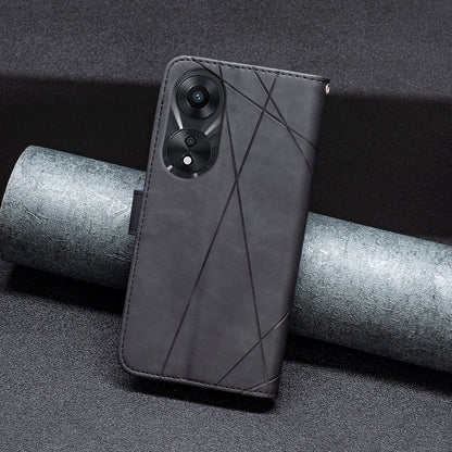 OPPO A78 5G Rhombus Texture Leather Phone Case with Magnetic Buckle and Card Holder