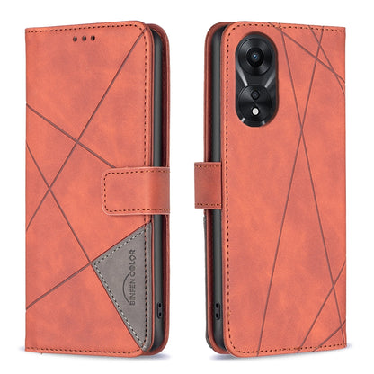 OPPO A78 5G Rhombus Texture Leather Phone Case with Magnetic Buckle and Card Holder