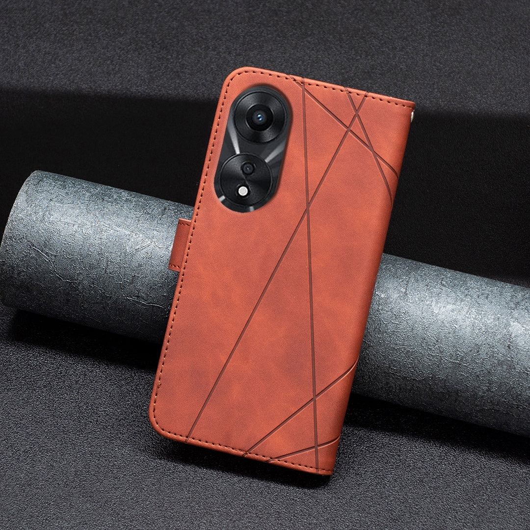 OPPO A78 5G Rhombus Texture Leather Phone Case with Magnetic Buckle and Card Holder