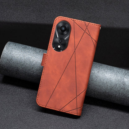 OPPO A78 5G Rhombus Texture Leather Phone Case with Magnetic Buckle and Card Holder