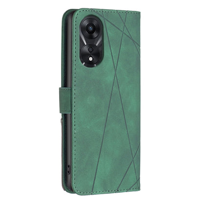 OPPO A78 5G Rhombus Texture Leather Phone Case with Magnetic Buckle and Card Holder