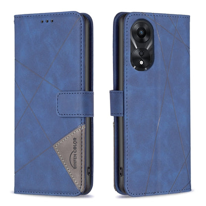 OPPO A78 5G Rhombus Texture Leather Phone Case with Magnetic Buckle and Card Holder