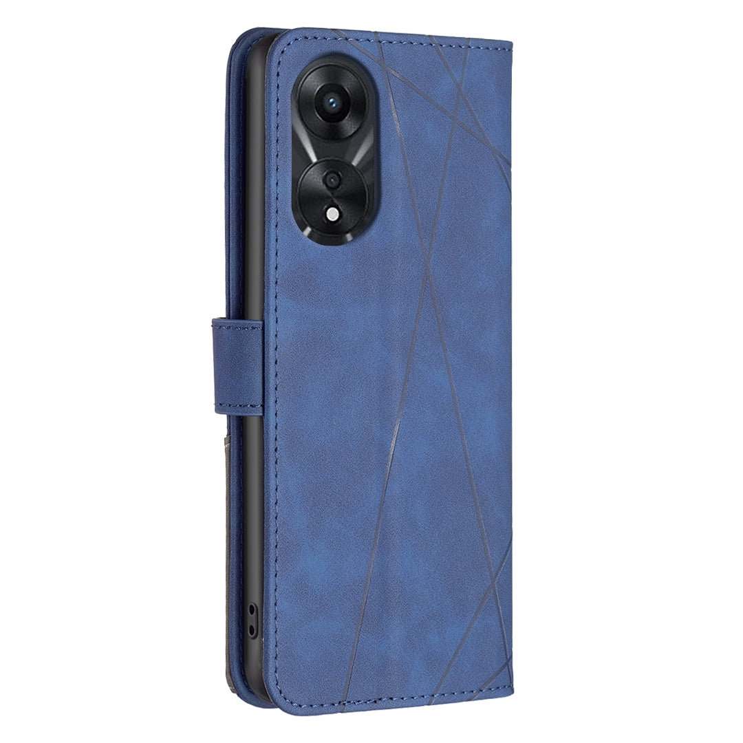 OPPO A78 5G Rhombus Texture Leather Phone Case with Magnetic Buckle and Card Holder