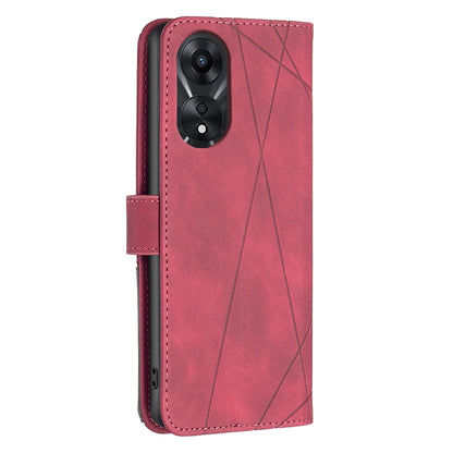OPPO A78 5G Rhombus Texture Leather Phone Case with Magnetic Buckle and Card Holder