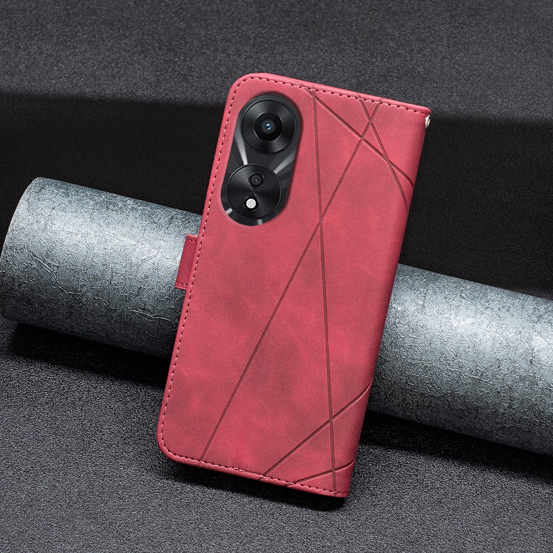 OPPO A78 5G Rhombus Texture Leather Phone Case with Magnetic Buckle and Card Holder