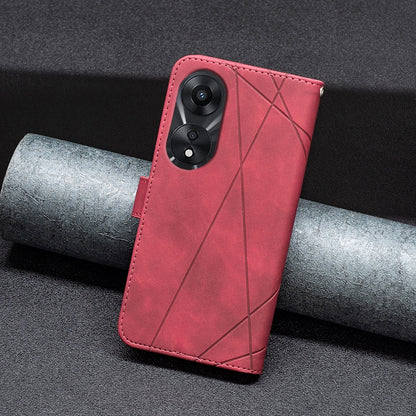 OPPO A78 5G Rhombus Texture Leather Phone Case with Magnetic Buckle and Card Holder