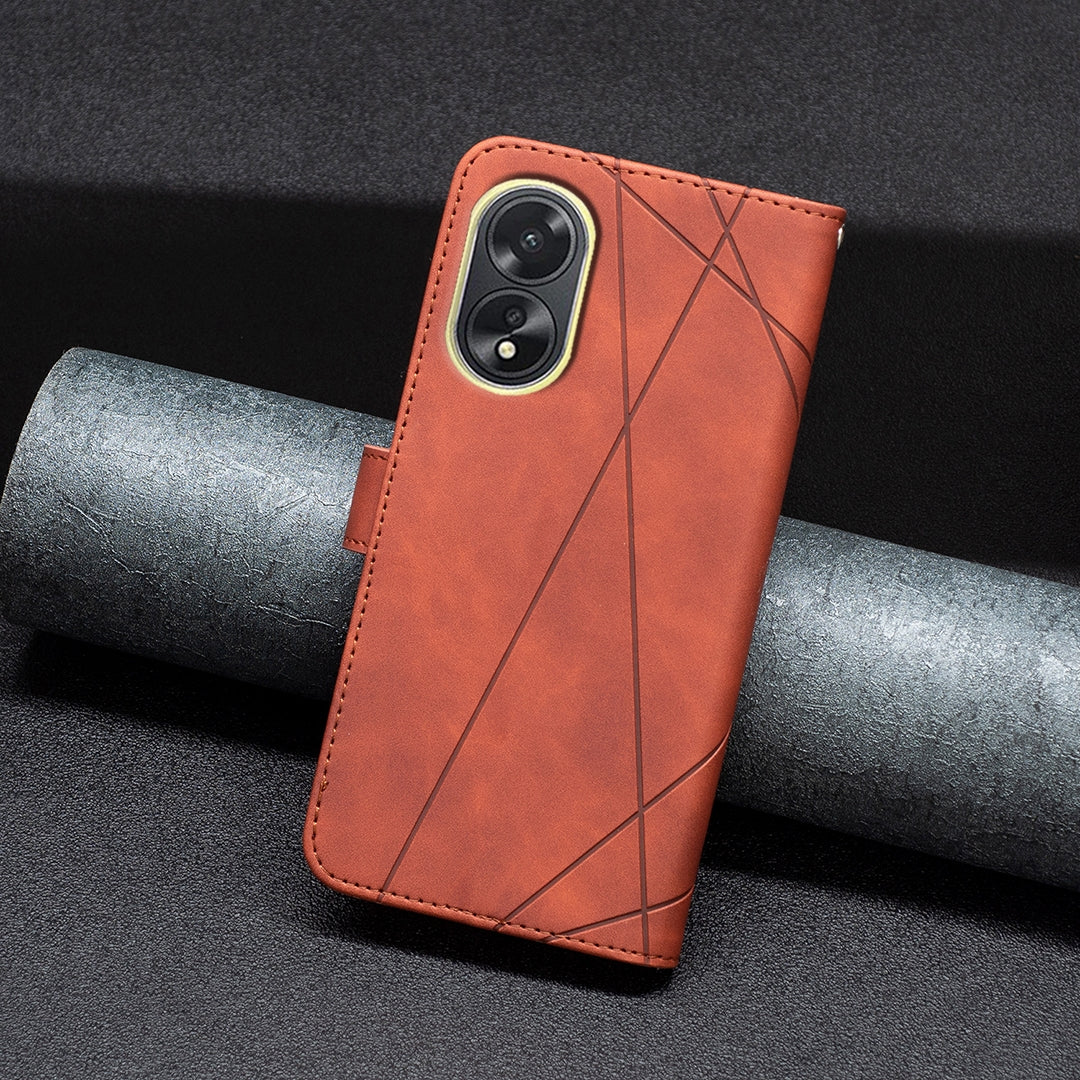 OPPO A38 4G Rhombus Texture Leather Phone Case with Magnetic Buckle and Card Holder