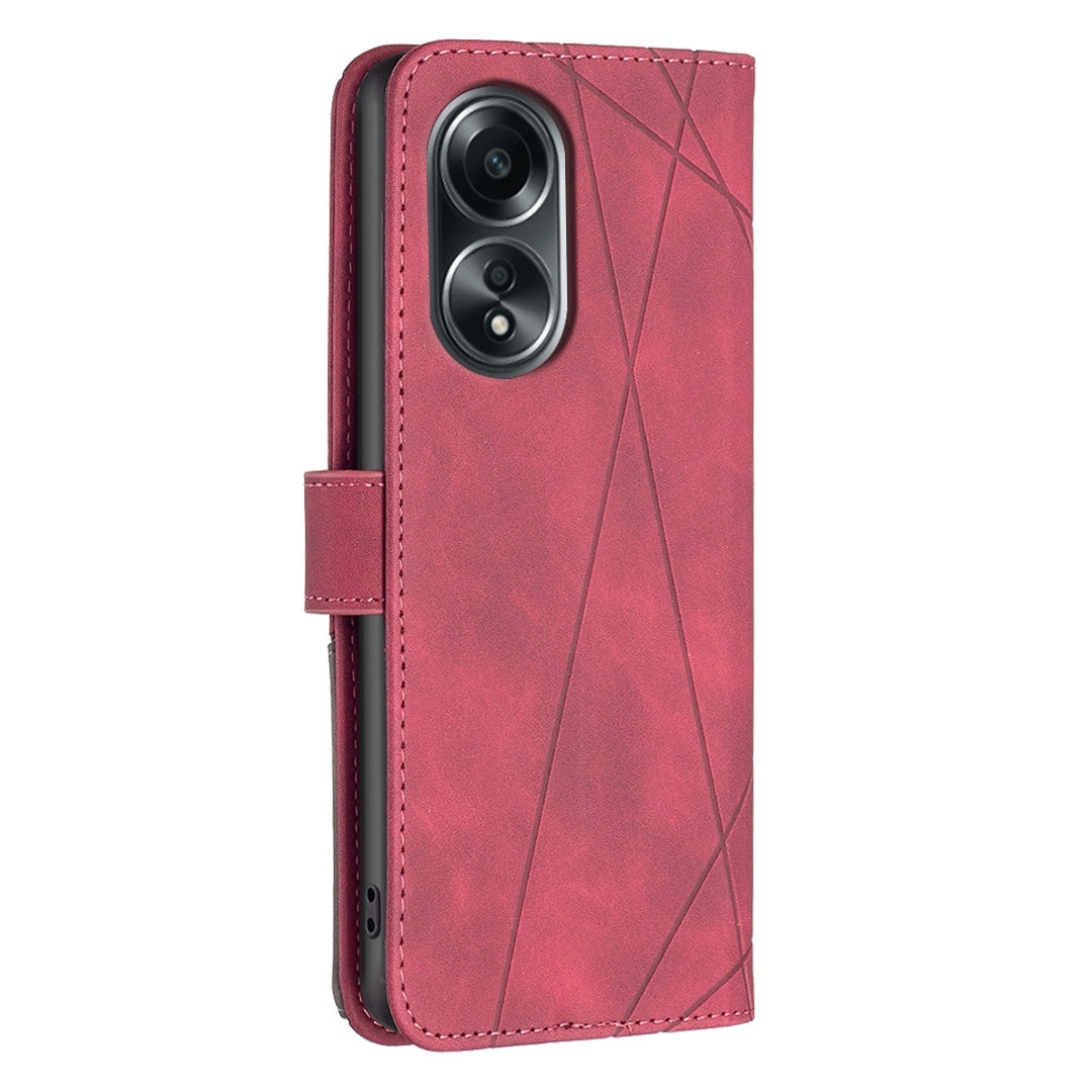 OPPO A98 5G Rhombus Texture Leather Phone Case with Magnetic Buckle and Card Holder