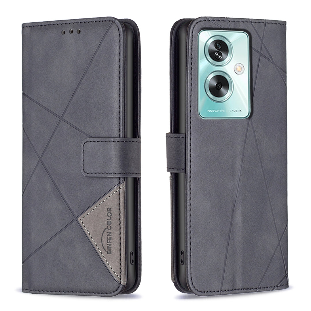 OPPO A79 5G Rhombus Texture Leather Phone Case with Magnetic Buckle and Card Holder